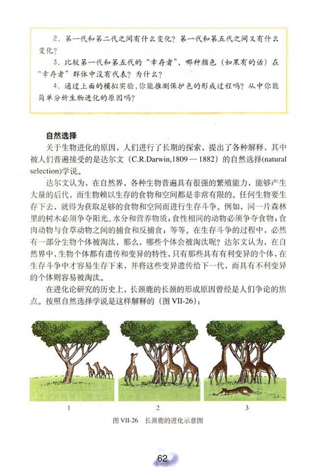 第三节 生物进化的原因(第60页)