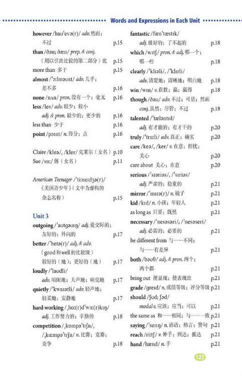 Words and Expressions in Each Unit(第123页)