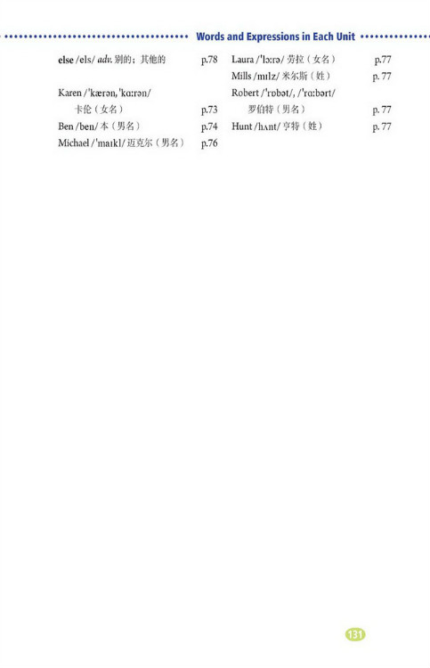 Words and Expressions in Each Unit(第131页)