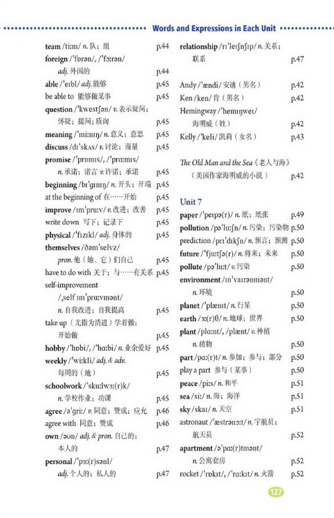 Words and Expressions in Each Unit(第127页)