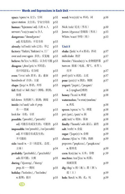 Words and Expressions in Each Unit(第128页)
