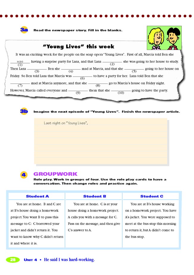 Unit 4 He said I was hard-working.(第28页)