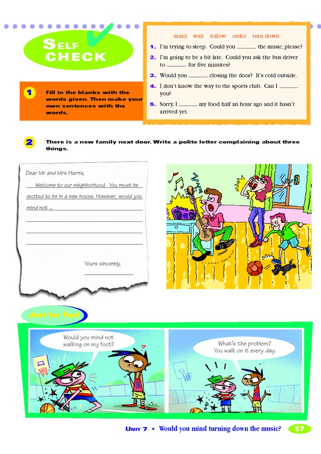 Unit 7 Would you mind turning down the music?(第57页)