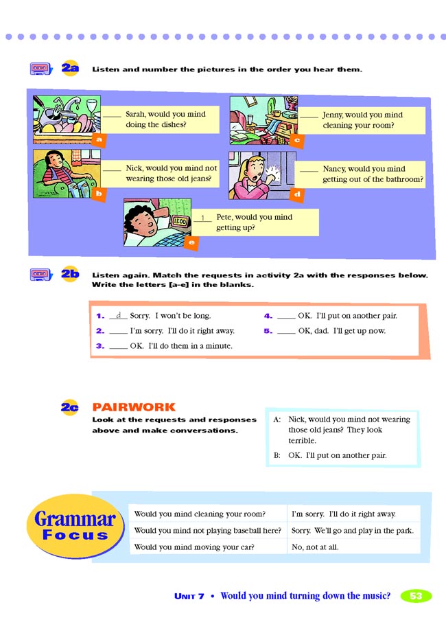 Unit 7 Would you mind turning down the music?(第53页)