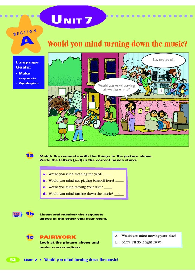 Unit 7 Would you mind turning down the music?(第52页)