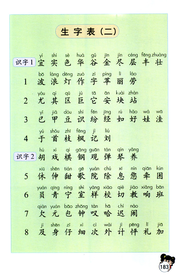 生字表（二）(第183页)