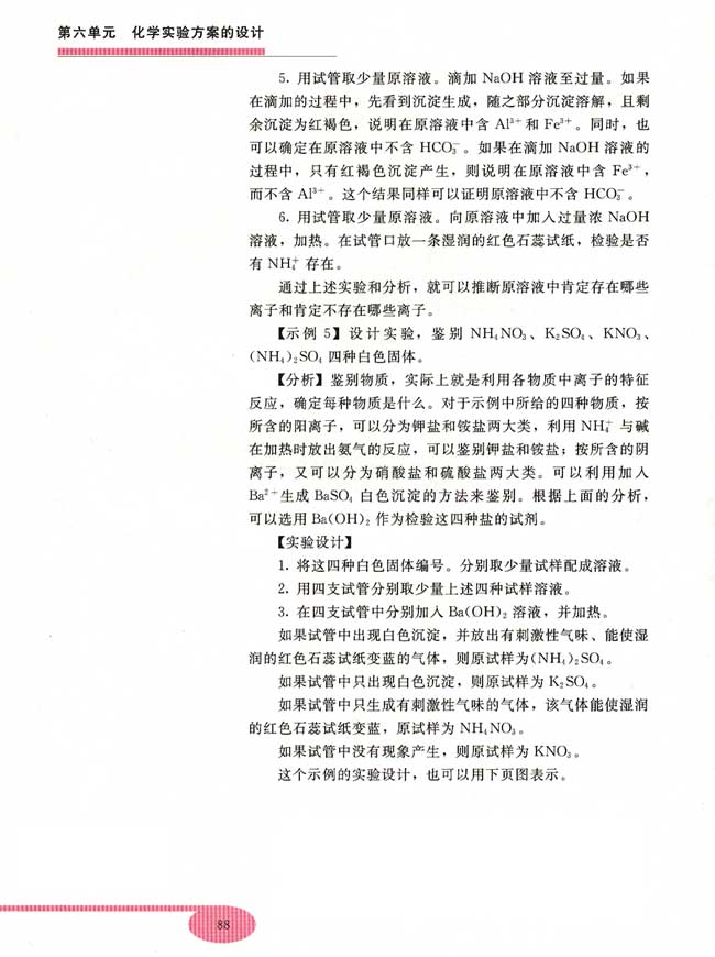 实验五 红砖中氧化铁成分的设计 第三节 物质检验实验方案的设计(第88页)