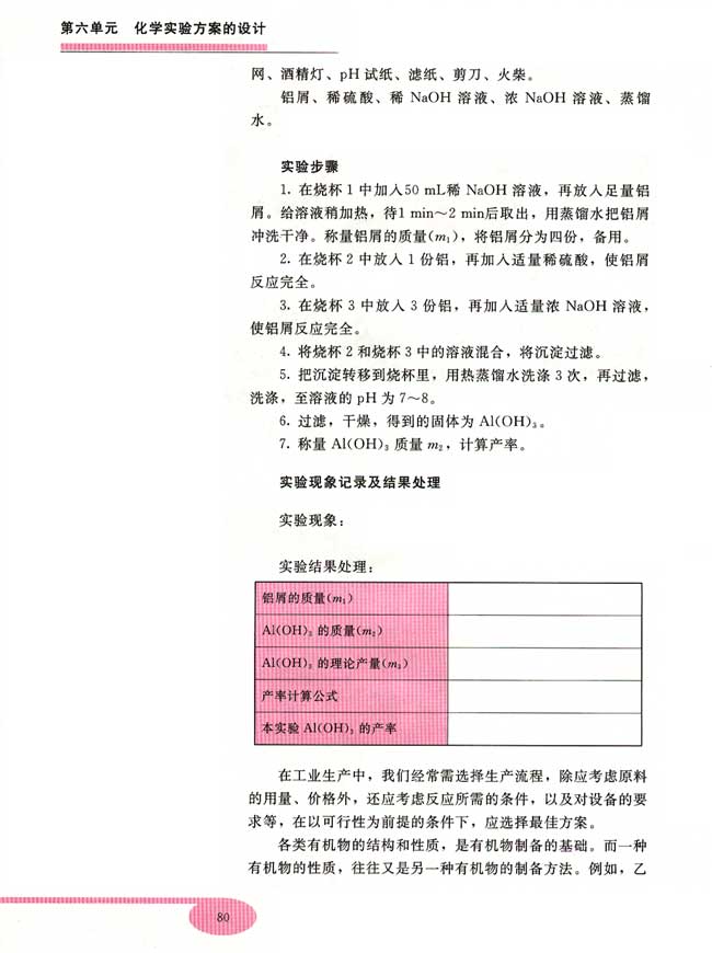第一节 制备实验方案的设计(第80页)