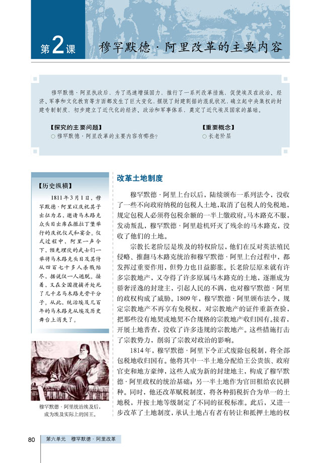 第2课 默罕默德阿里改革的主要内容(第79页)