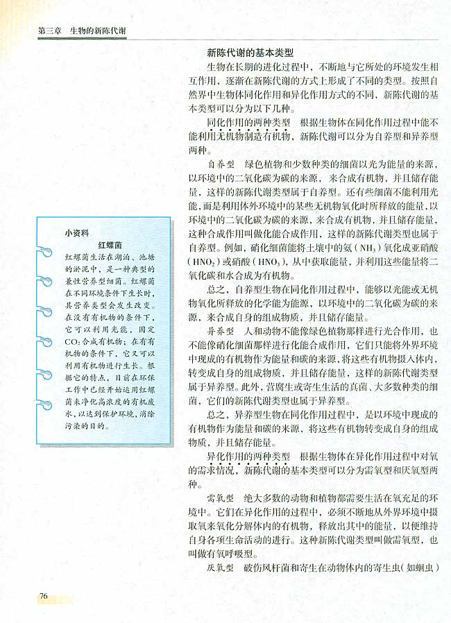 第八节 新陈代谢的基本类型(第76页)