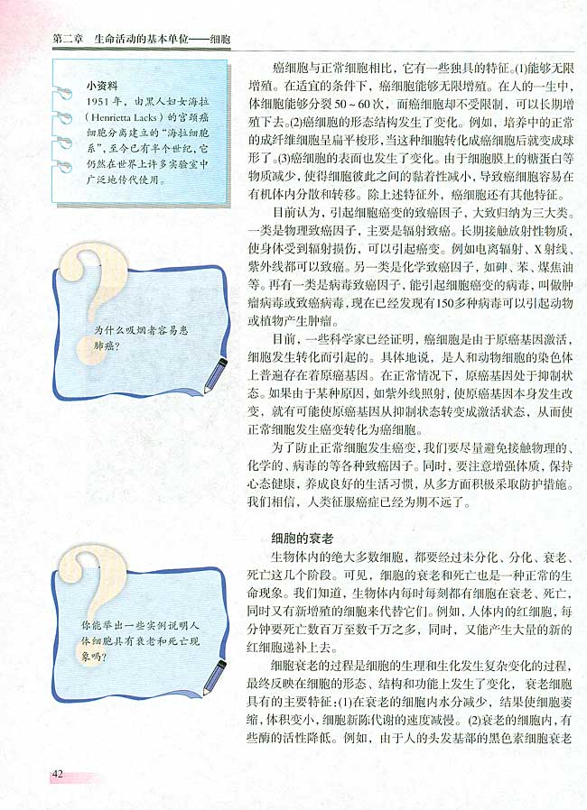 第三节 细胞的分化、癌变和衰老(第42页)