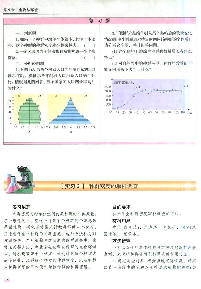 【实习3】 种群密度的取样调查(第78页)