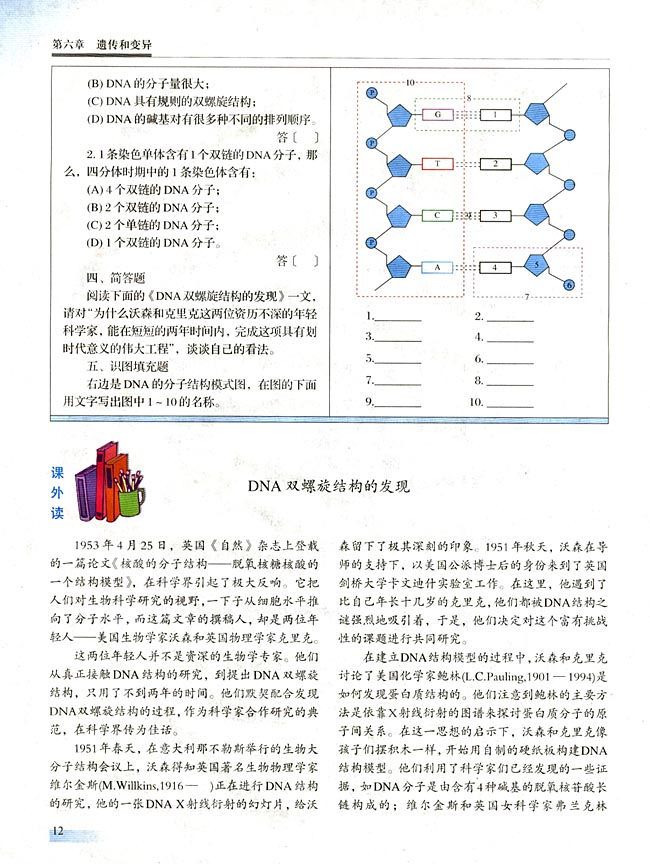 ● 课外读 DNA双螺旋结构的发现(第12页)