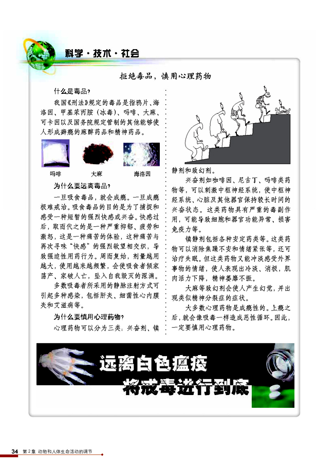 科学・技术・社会 拒绝毒品，慎用心理药物(第34页)