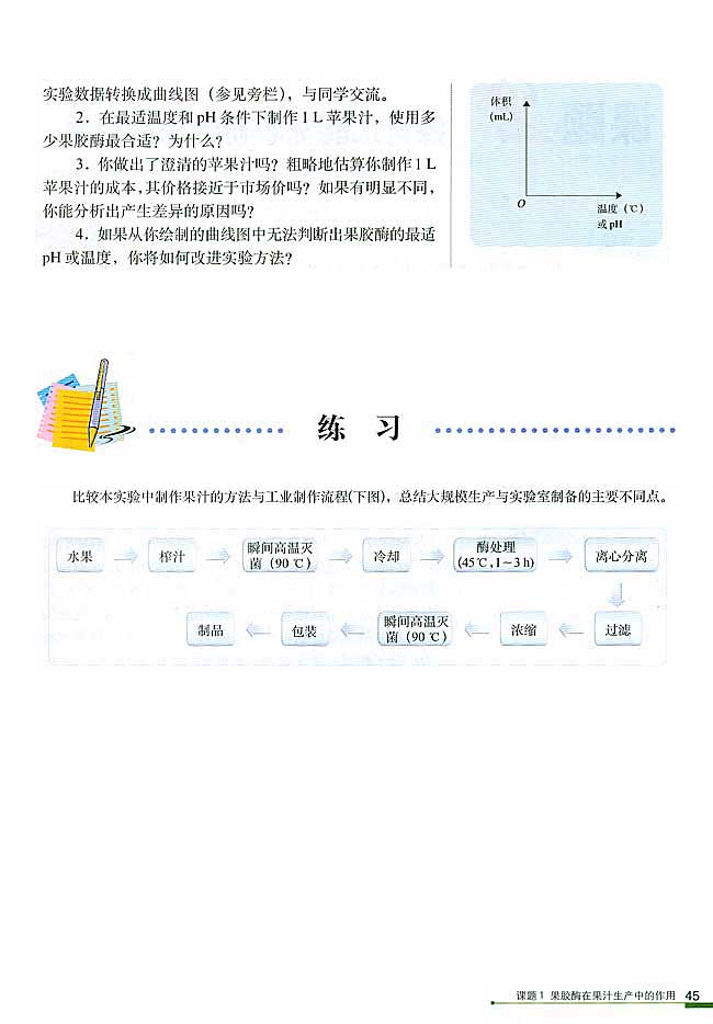 课题1 果胶酶在果汁生产中的作用(第45页)