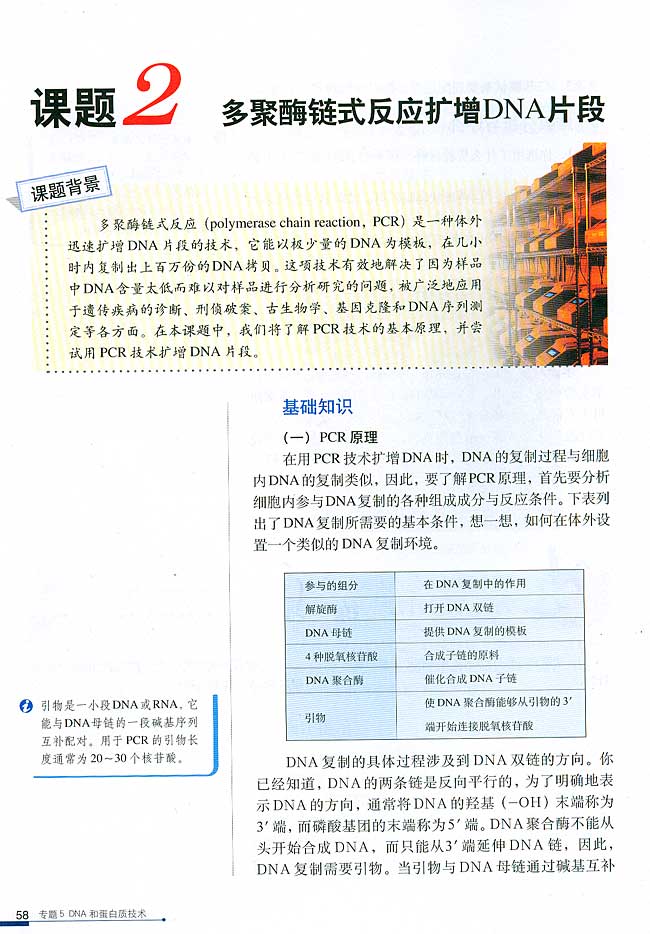 课题2 多聚酶链式反应扩增DNA片段(第58页)