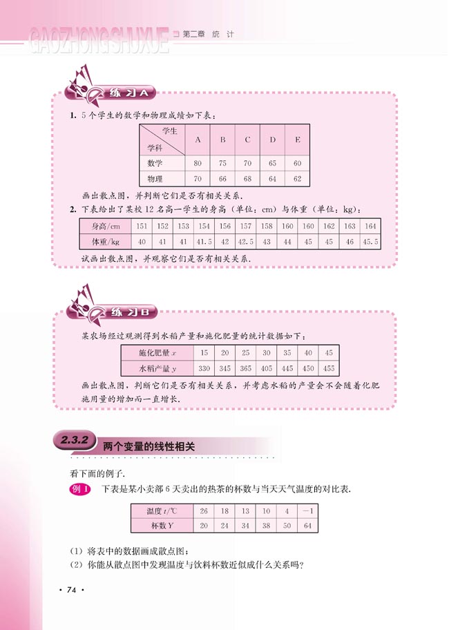 2.3.2 两个变量的线性相关(第74页)