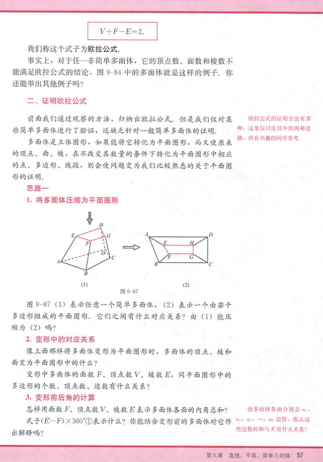 研究性学习课题：多面体欧拉定理的发现(第57页)