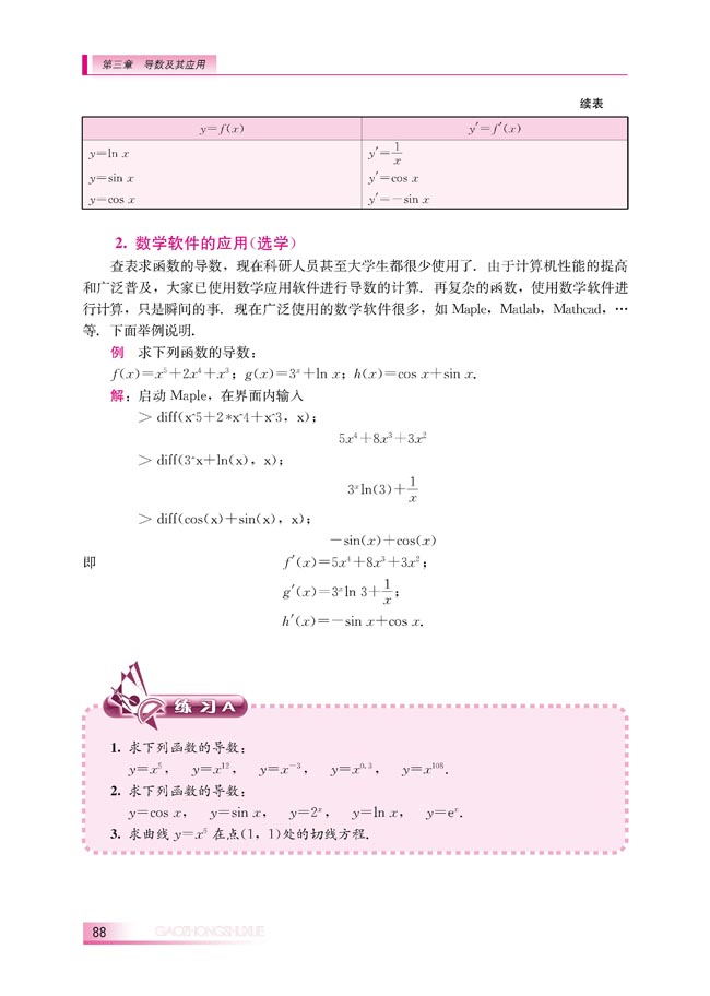 3.2.2 导数公式表(第88页)