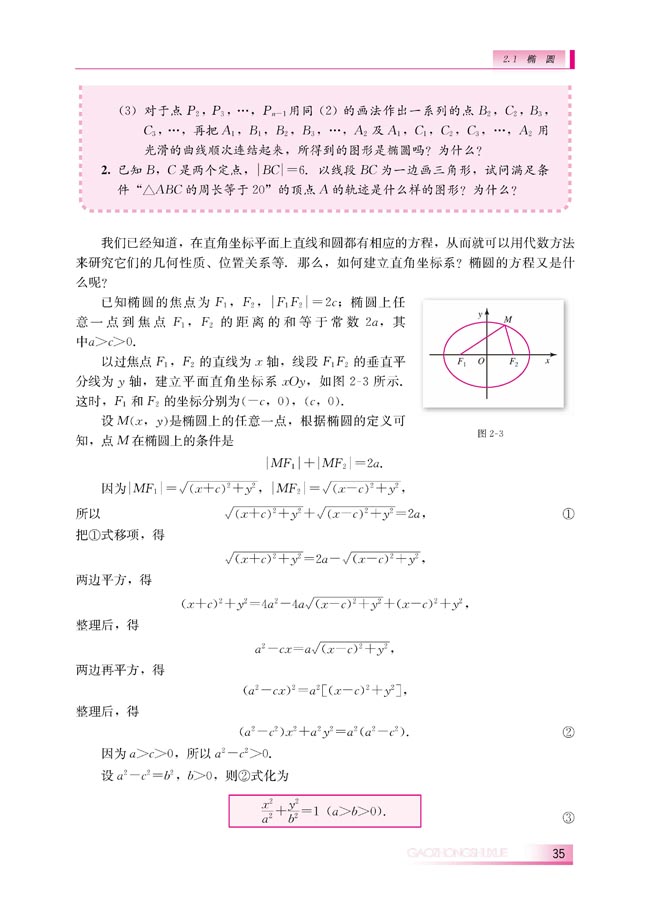 2.1.1 椭圆及其标准方程(第35页)