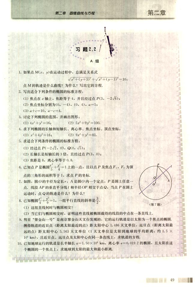 探究与发现 为什么截口曲线是椭圆(第49页)