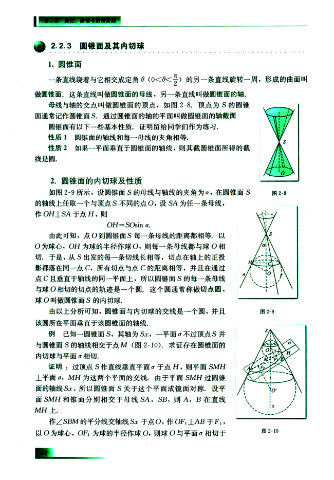 2.2.3 圆锥面及其内切球(第44页)