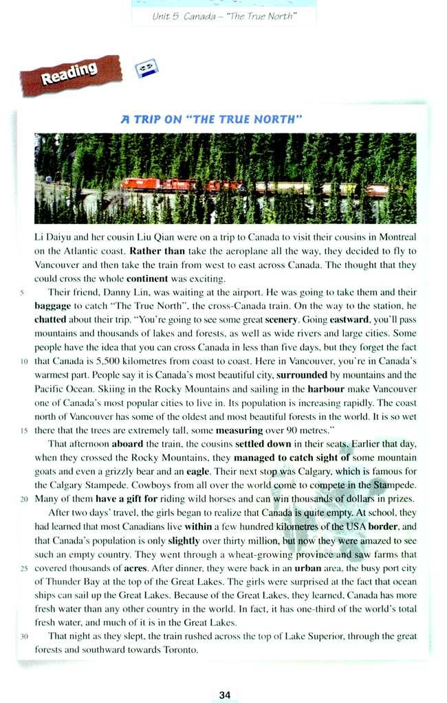 Unit 5 Canada ―“The True North”(第34页)
