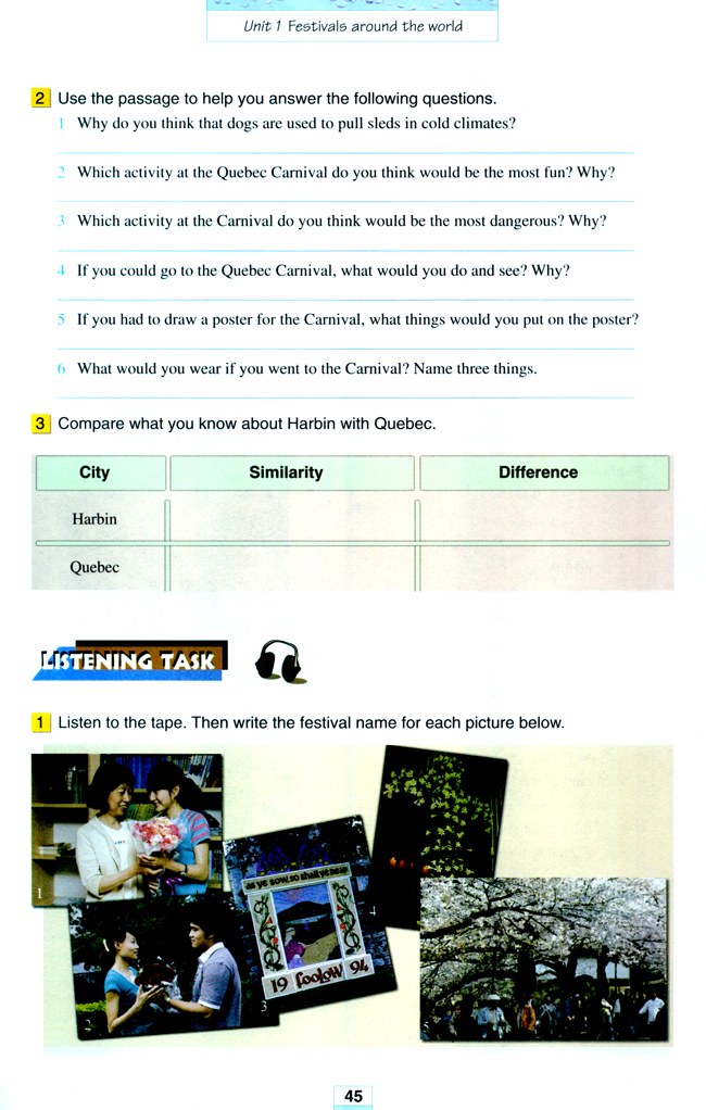 Unit 1 Festivals around the world(第45页)