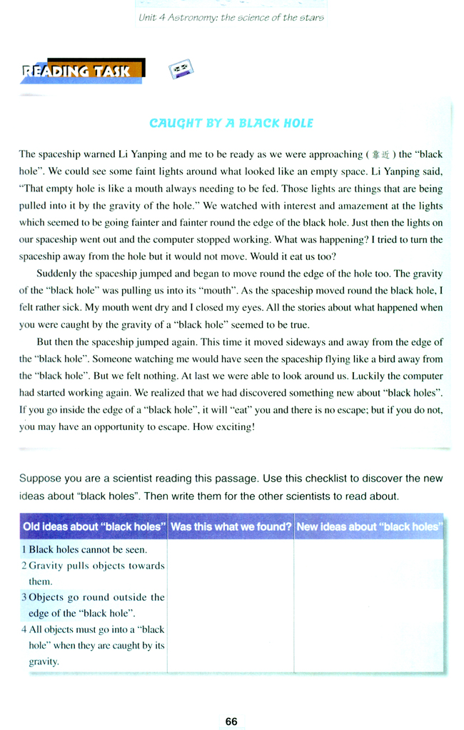 Unit 4 Astronomy: the science of the stars(第66页)