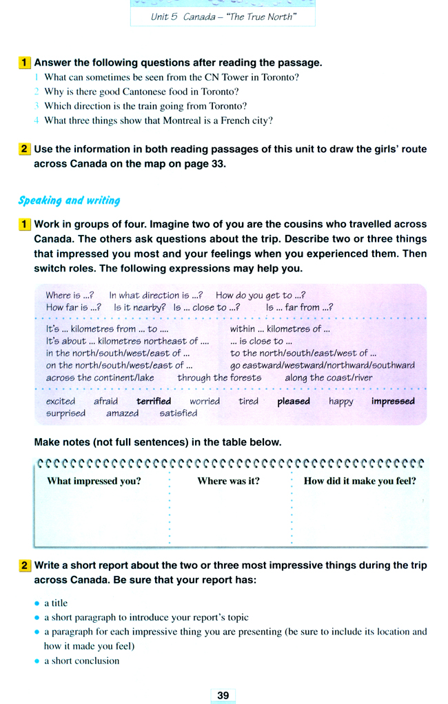 Unit 5 Canada ―“The True North”(第39页)