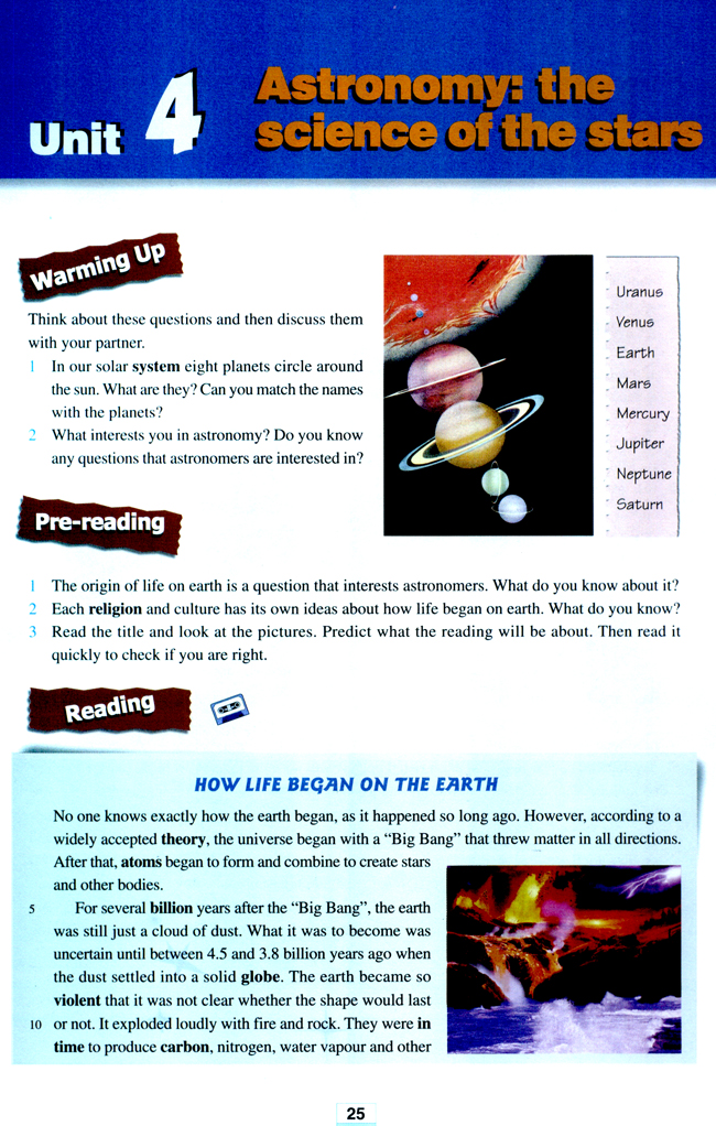 Unit 4 Astronomy: the science of the stars(第25页)