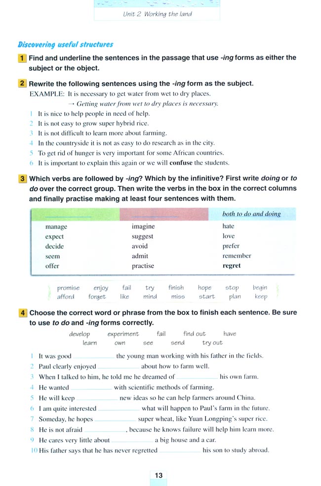 Unit 2 Working the land(第13页)