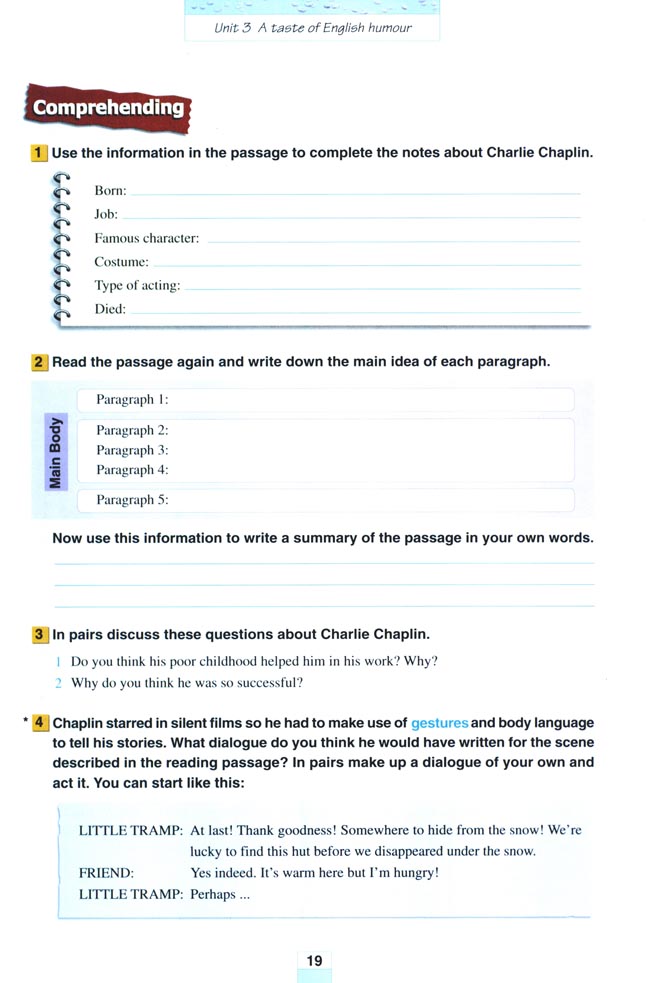 Unit 3 A taste of English humour(第19页)