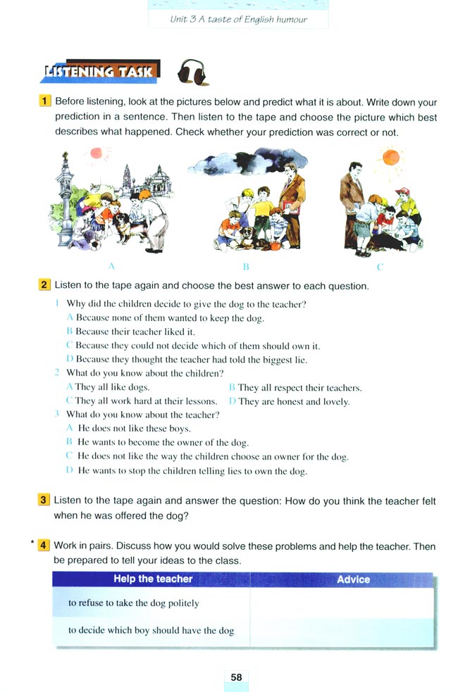 Unit 3 A taste of English humour(第58页)