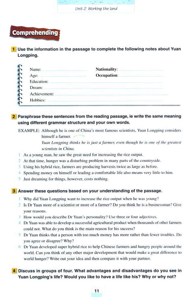 Unit 2 Working the land(第11页)