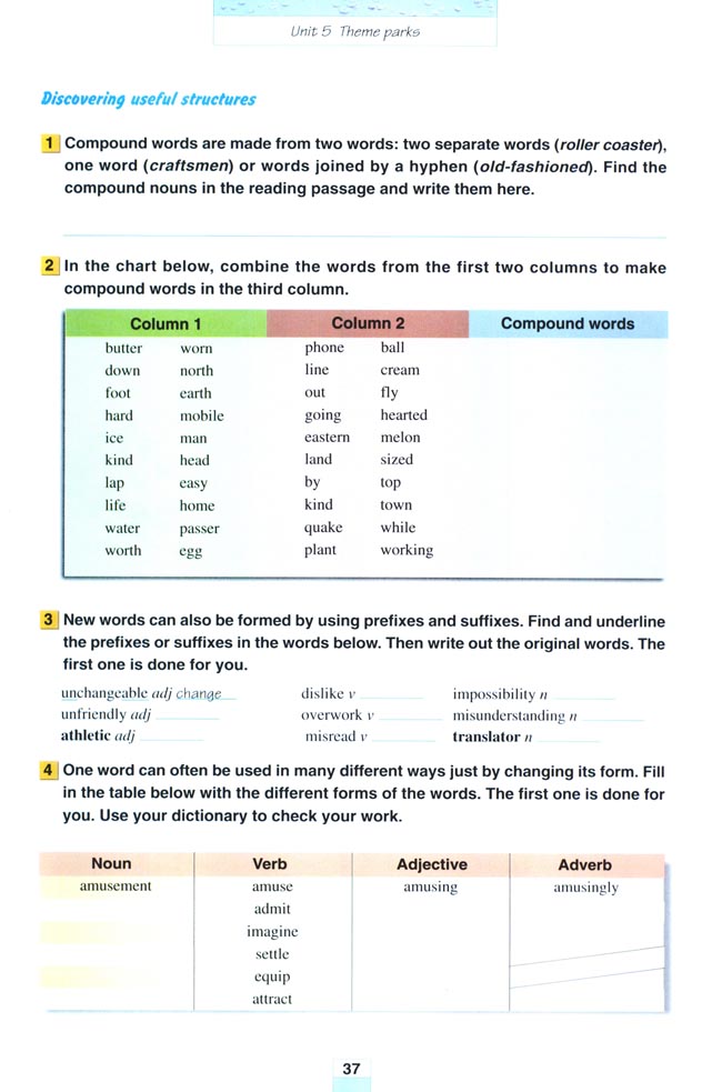Unit 5 Theme parks(第37页)
