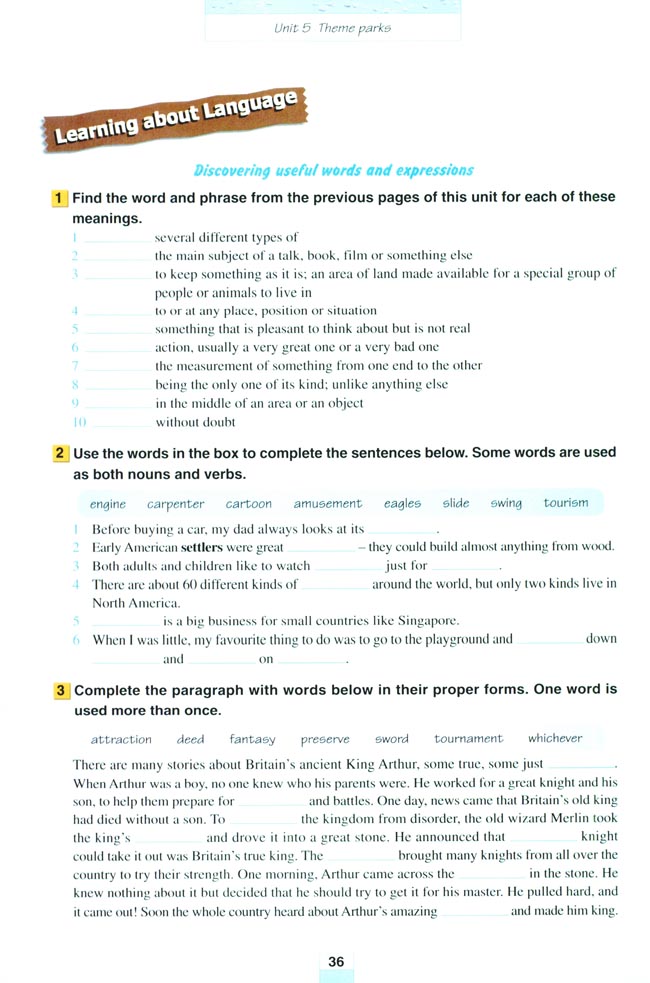 Unit 5 Theme parks(第36页)