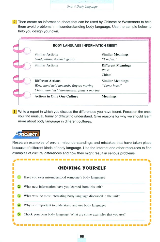 Unit 4 Body language(第68页)