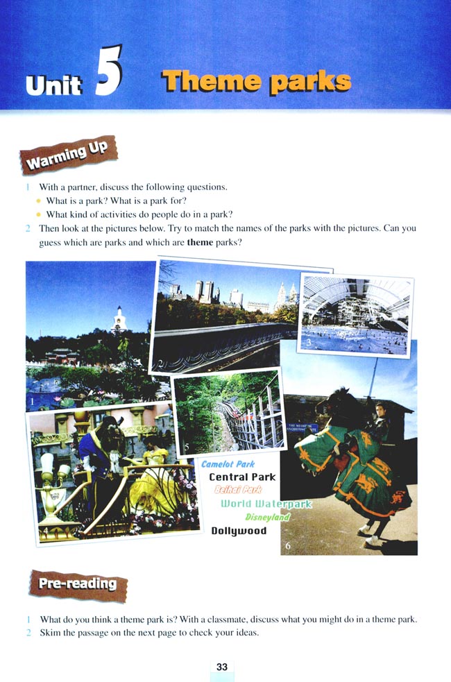 Unit 5 Theme parks(第33页)