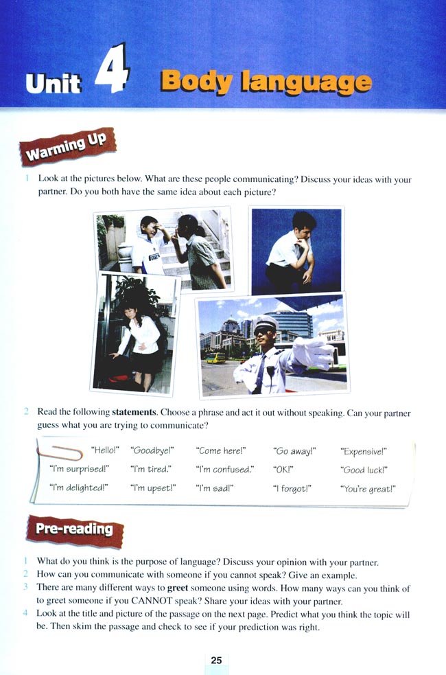 Unit 4 Body language(第25页)