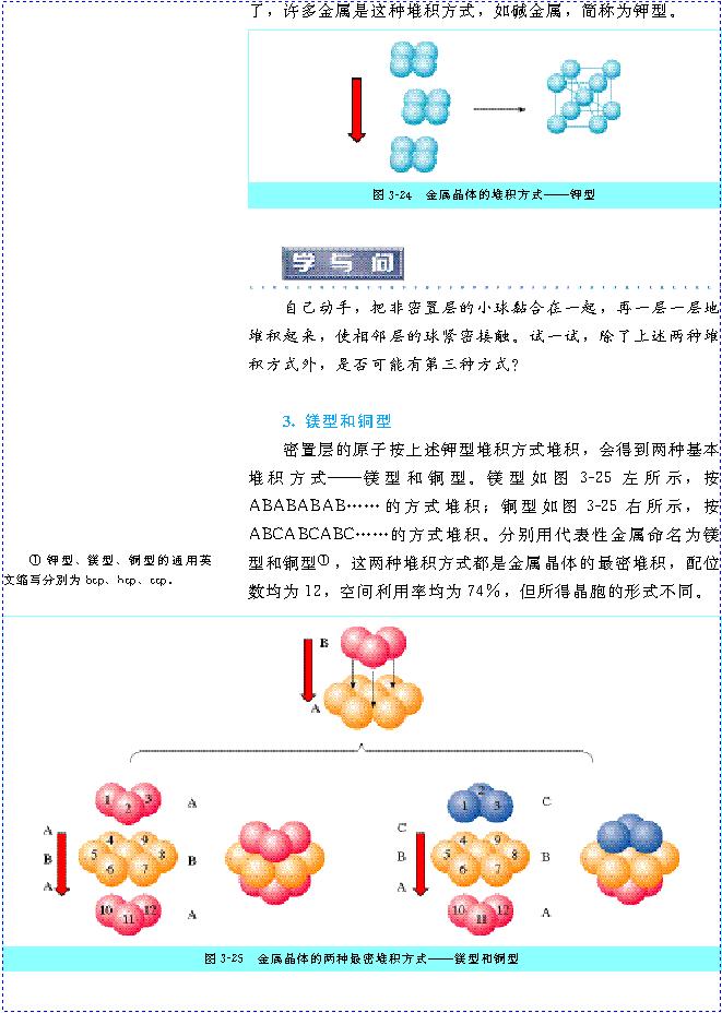 &nbsp;&nbsp;第三节 金属晶体(第77页)
