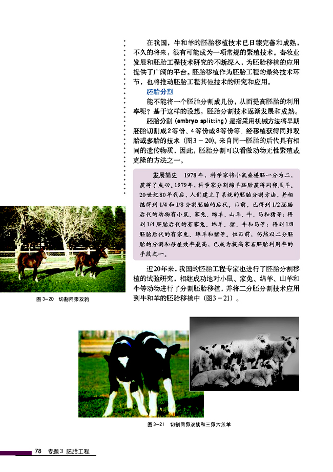 3.3 胚胎工程的应用及前景(第78页)