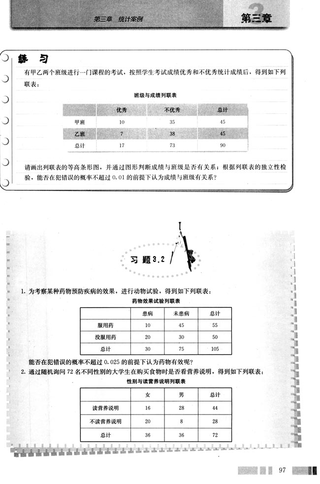 3.2 独立性检验的基本思想及其初步应用(第97页)