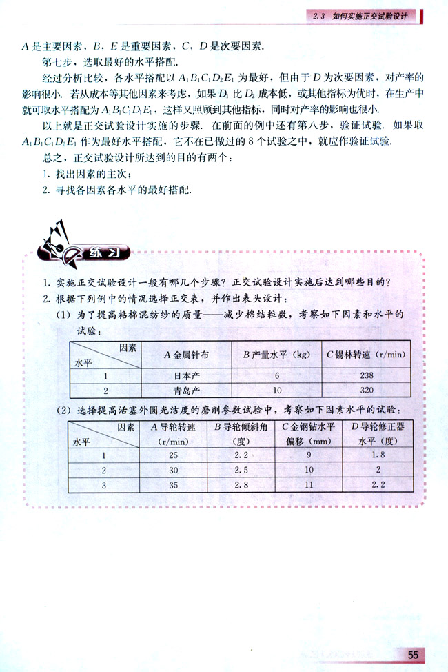 2.3 如何实施正交试验设计(第56页)