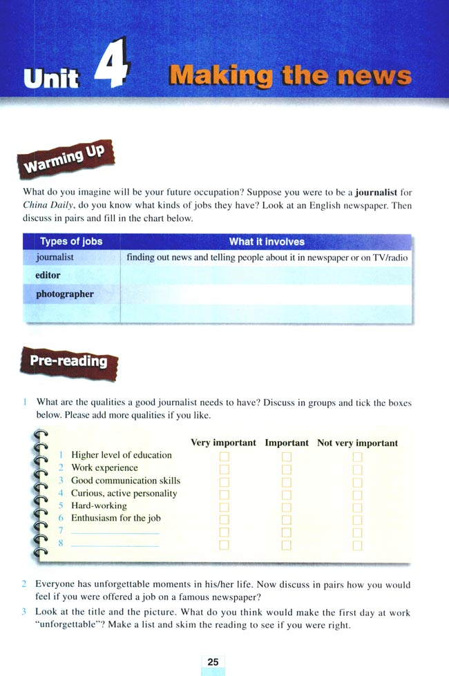 Unit 4 Making the news(第25页)