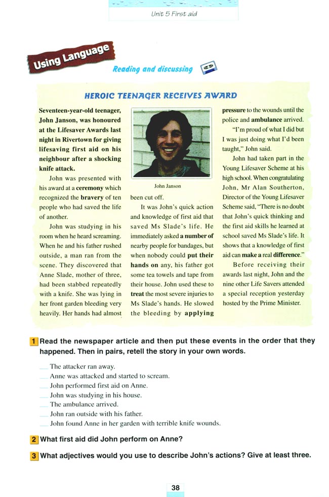 Unit 5 First aid(第38页)