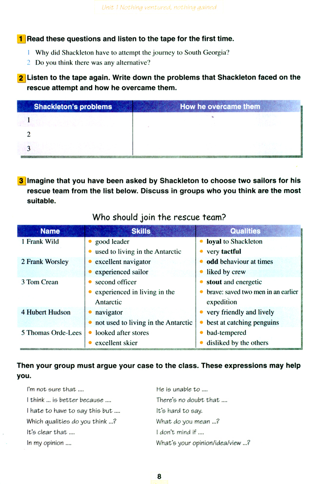 Unit 1 Nothing Ventured, nothing gained(第8页)
