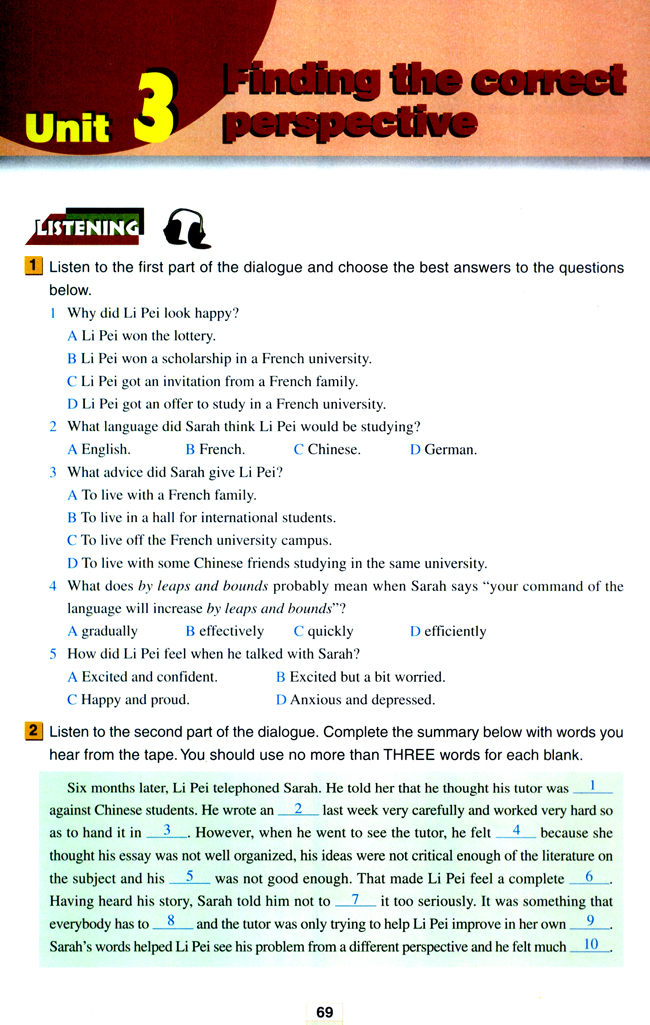 Unit 3 Finding the correct perspective(第69页)
