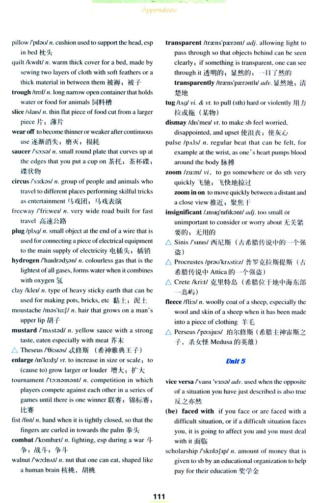 Words and expressions in each unit(第111页)