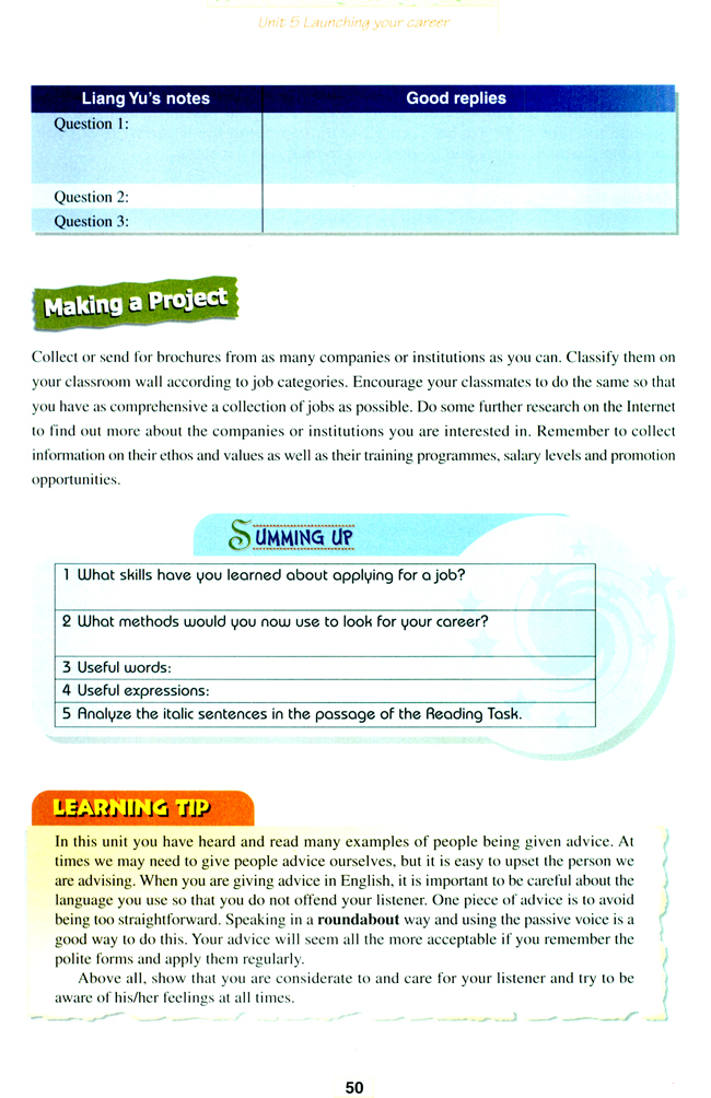 Unit 5 Launching your career(第50页)